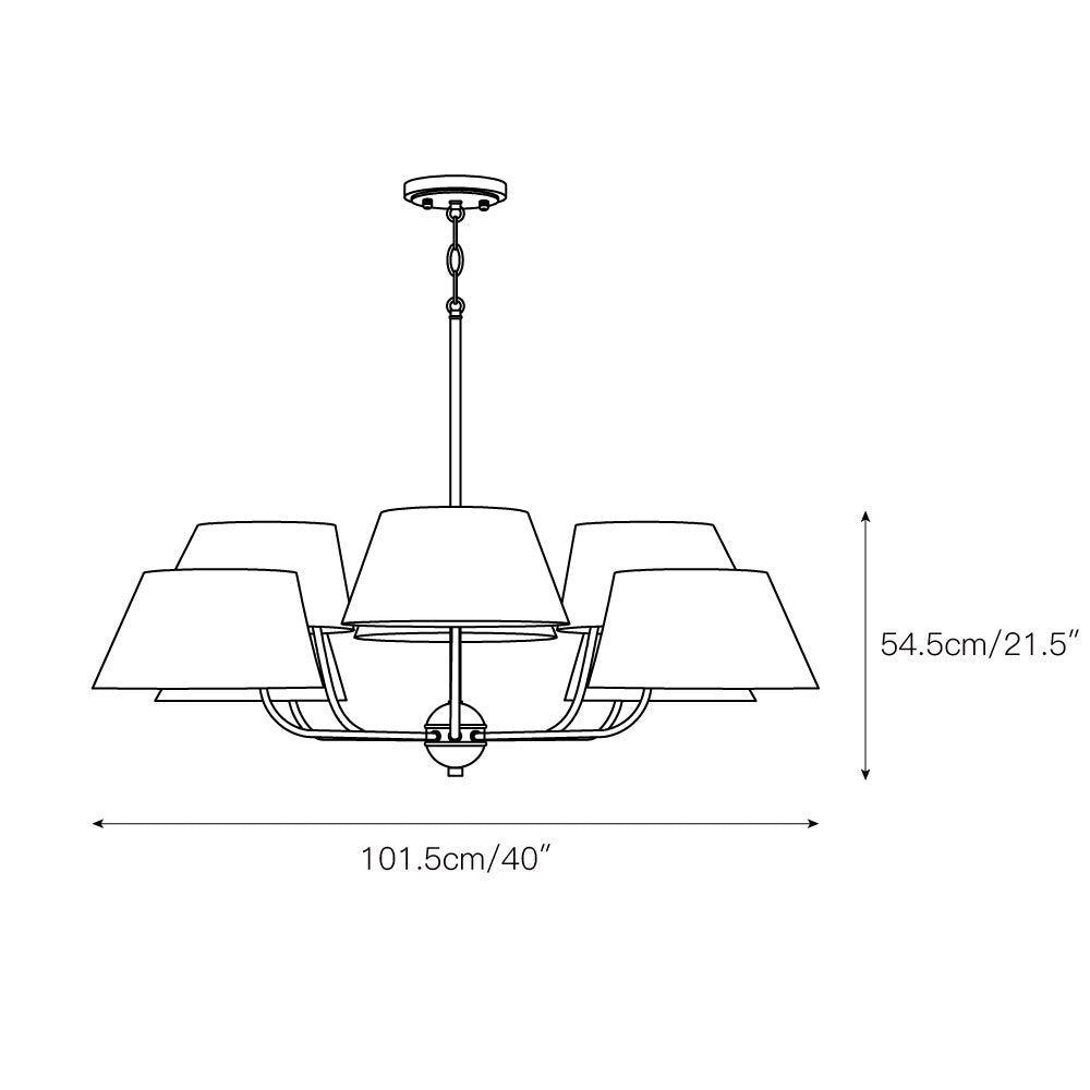 Welsley Two-Tier Brass Chandelier - Luxury White Fabric Angled Shade Pendant | Modern Minimalist Geometric Hanging Light | E12 Base