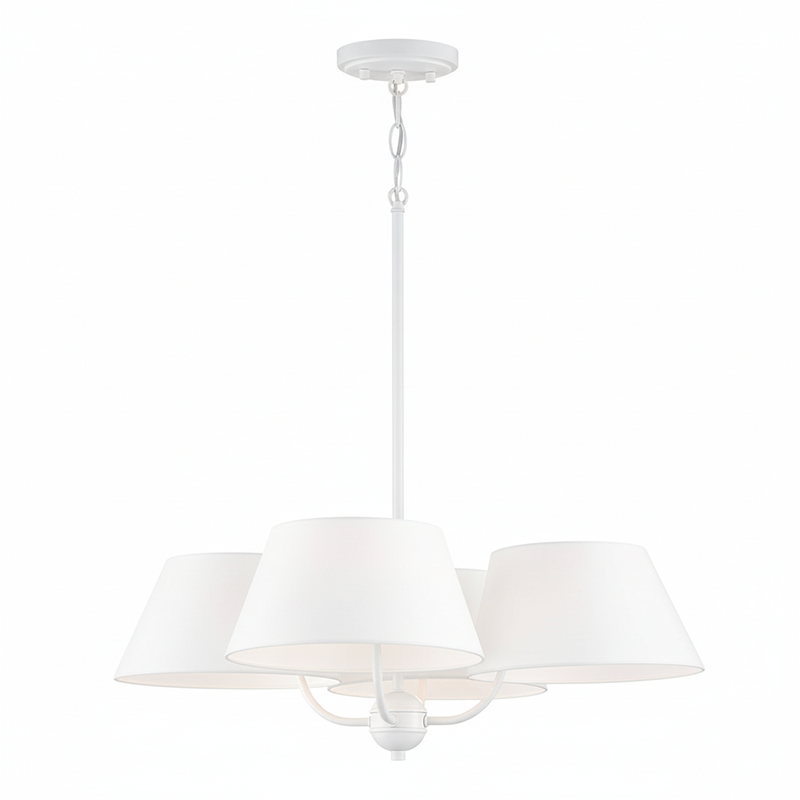 Welsley Two-Tier Brass Chandelier - Luxury White Fabric Angled Shade Pendant | Modern Minimalist Geometric Hanging Light | E12 Base