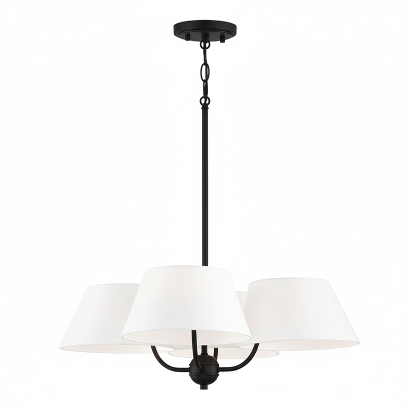 Welsley Two-Tier Brass Chandelier - Luxury White Fabric Angled Shade Pendant | Modern Minimalist Geometric Hanging Light | E12 Base