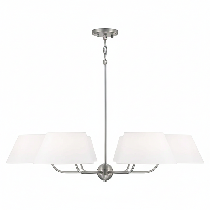 Welsley Two-Tier Brass Chandelier - Luxury White Fabric Angled Shade Pendant | Modern Minimalist Geometric Hanging Light | E12 Base