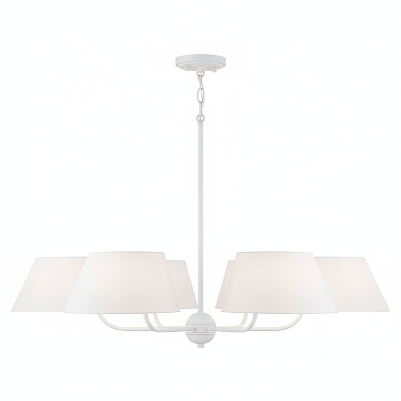 Welsley Two-Tier Brass Chandelier - Luxury White Fabric Angled Shade Pendant | Modern Minimalist Geometric Hanging Light | E12 Base