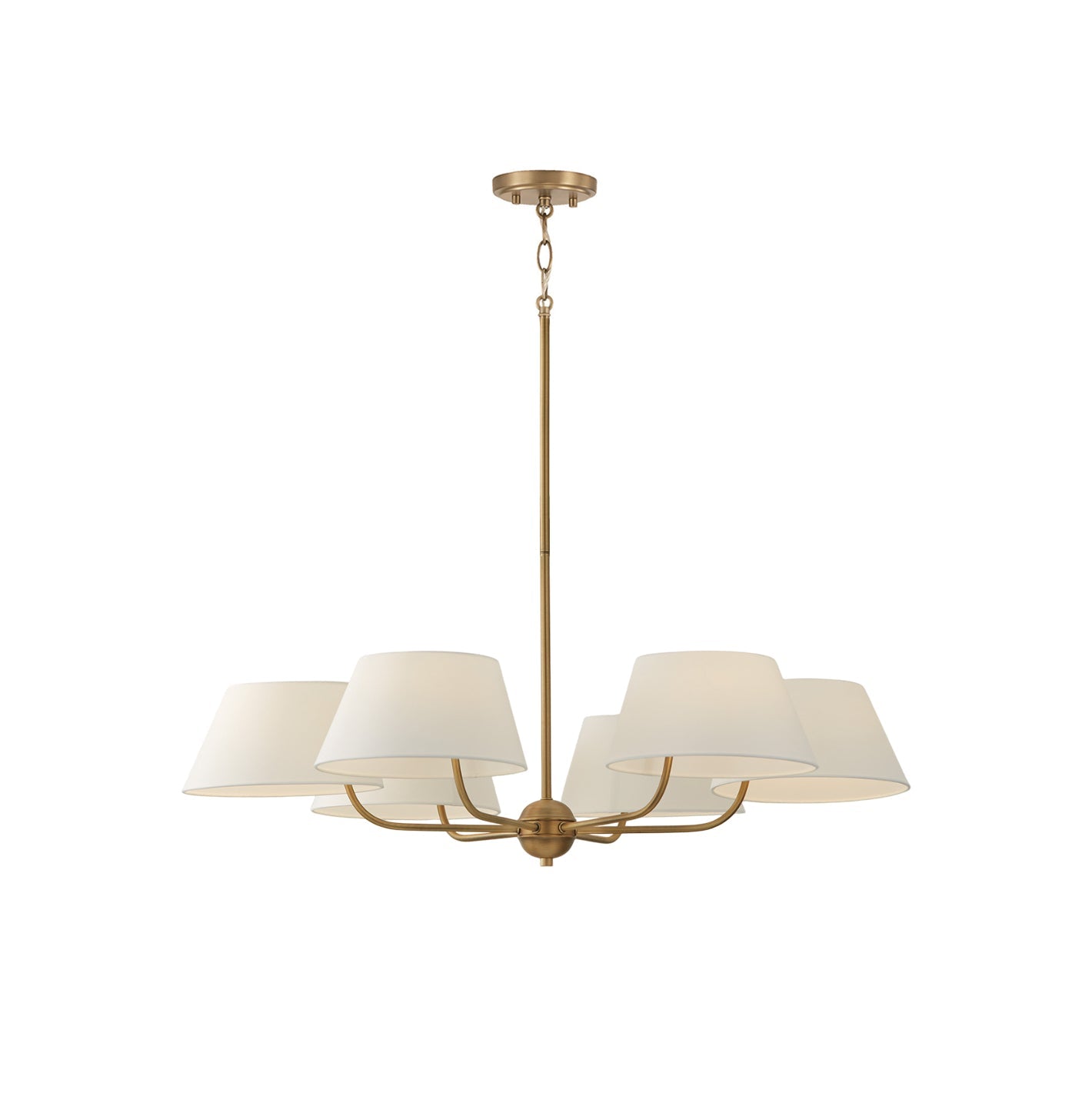 Welsley Two-Tier Brass Chandelier - Luxury White Fabric Angled Shade Pendant | Modern Minimalist Geometric Hanging Light | E12 Base
