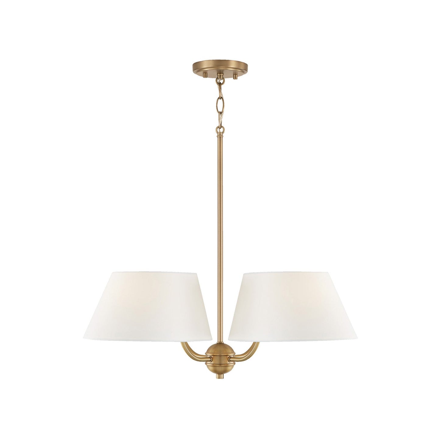 Welsley Two-Tier Brass Chandelier - Luxury White Fabric Angled Shade Pendant | Modern Minimalist Geometric Hanging Light | E12 Base