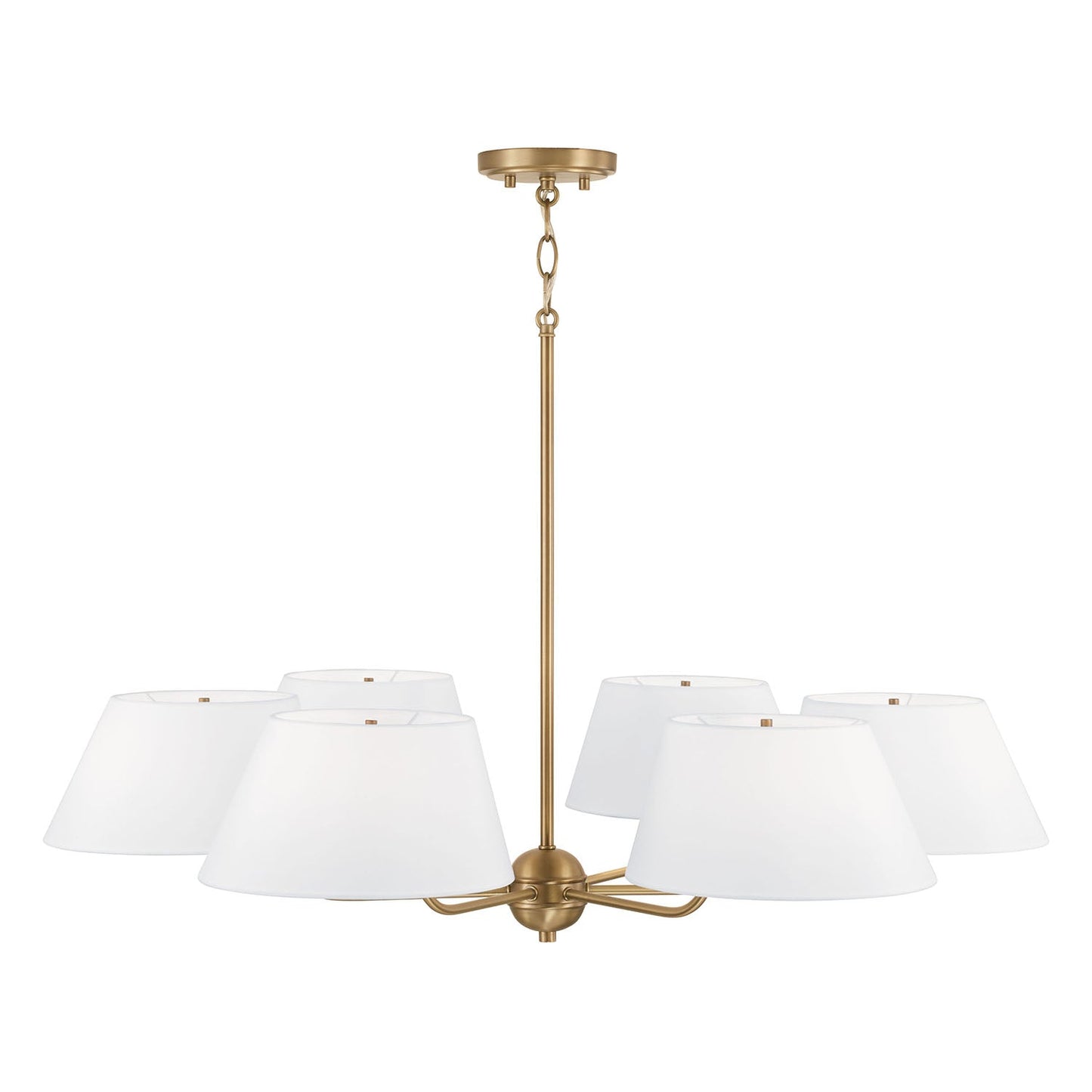 Welsley Two-Tier Brass Chandelier - Luxury White Fabric Angled Shade Pendant | Modern Minimalist Geometric Hanging Light | E12 Base