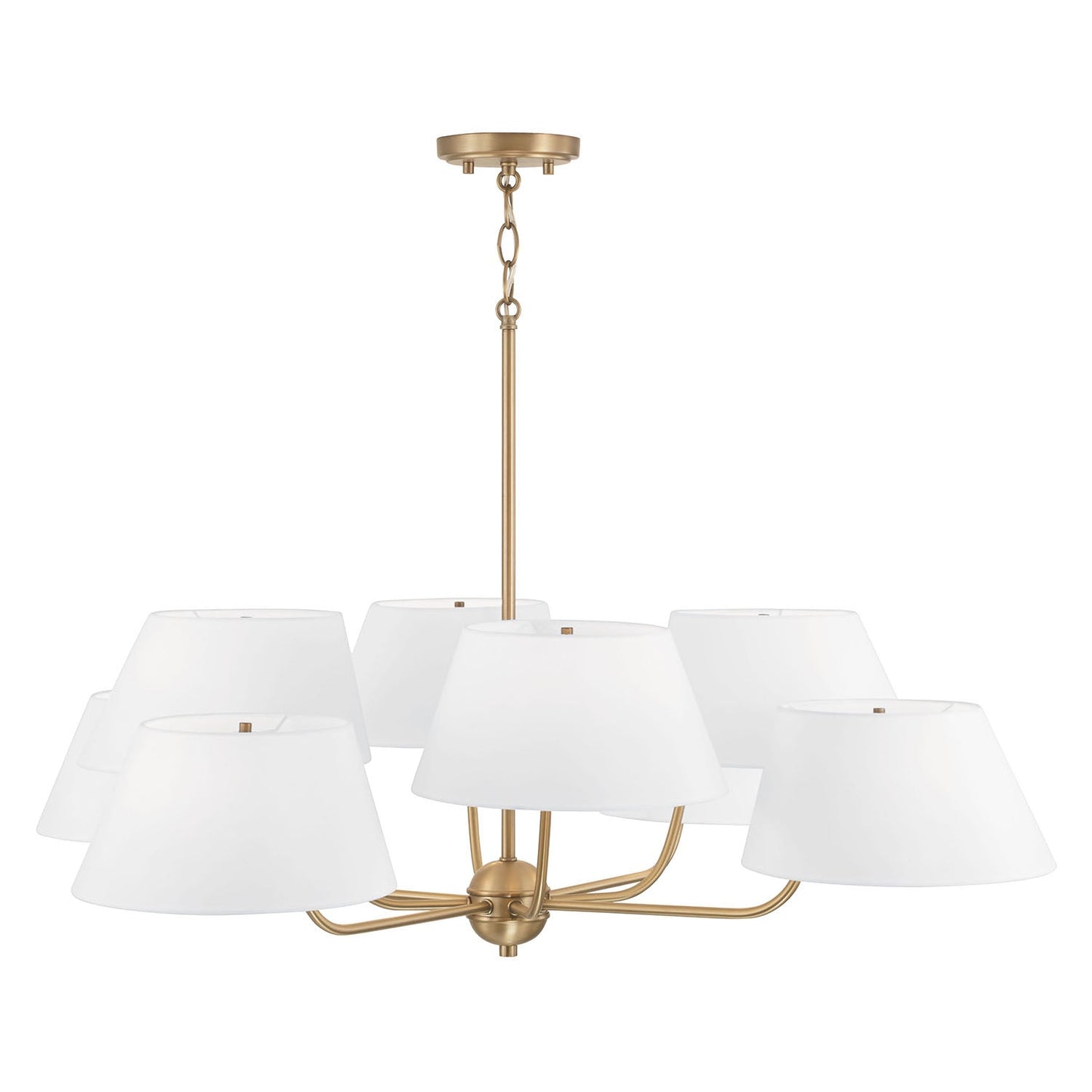 Welsley Two-Tier Brass Chandelier - Luxury White Fabric Angled Shade Pendant | Modern Minimalist Geometric Hanging Light | E12 Base