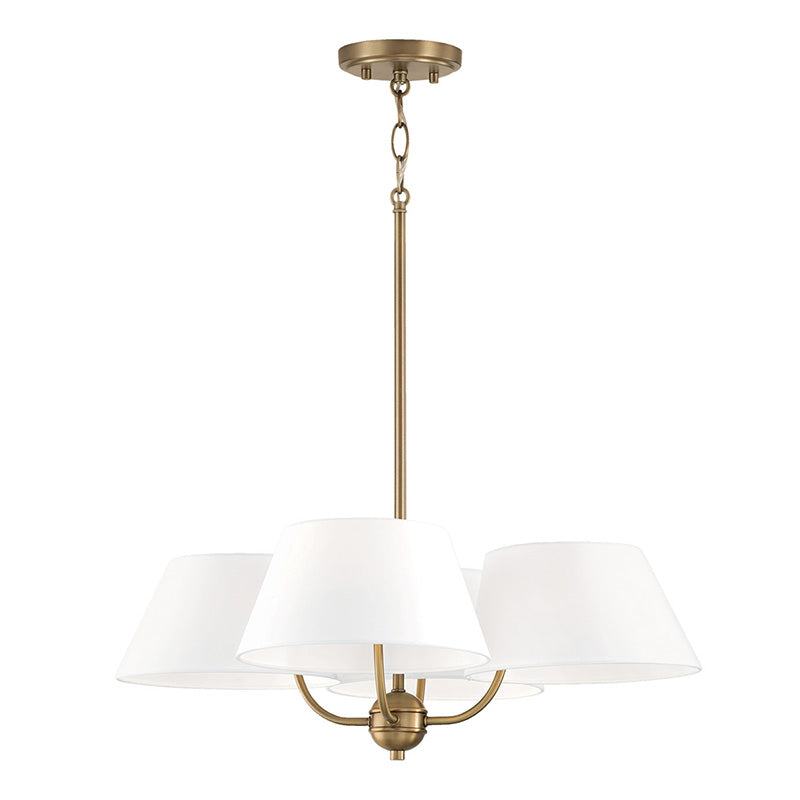 Welsley Two-Tier Brass Chandelier - Luxury White Fabric Angled Shade Pendant | Modern Minimalist Geometric Hanging Light | E12 Base