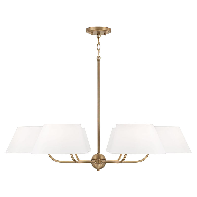 Welsley Two-Tier Brass Chandelier - Luxury White Fabric Angled Shade Pendant | Modern Minimalist Geometric Hanging Light | E12 Base