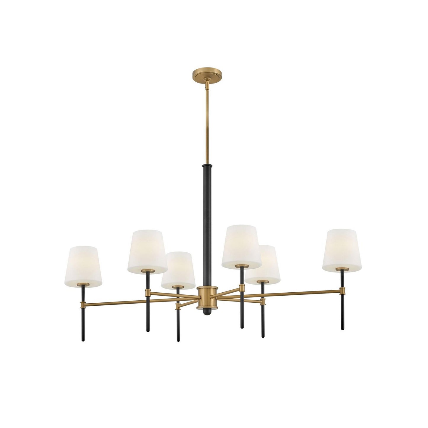Welwyn Luxury Glass Island Chandelier - 6-Light Black & Brass Dining Pendant | Handblown Globe Light Candelabra | E12 Base