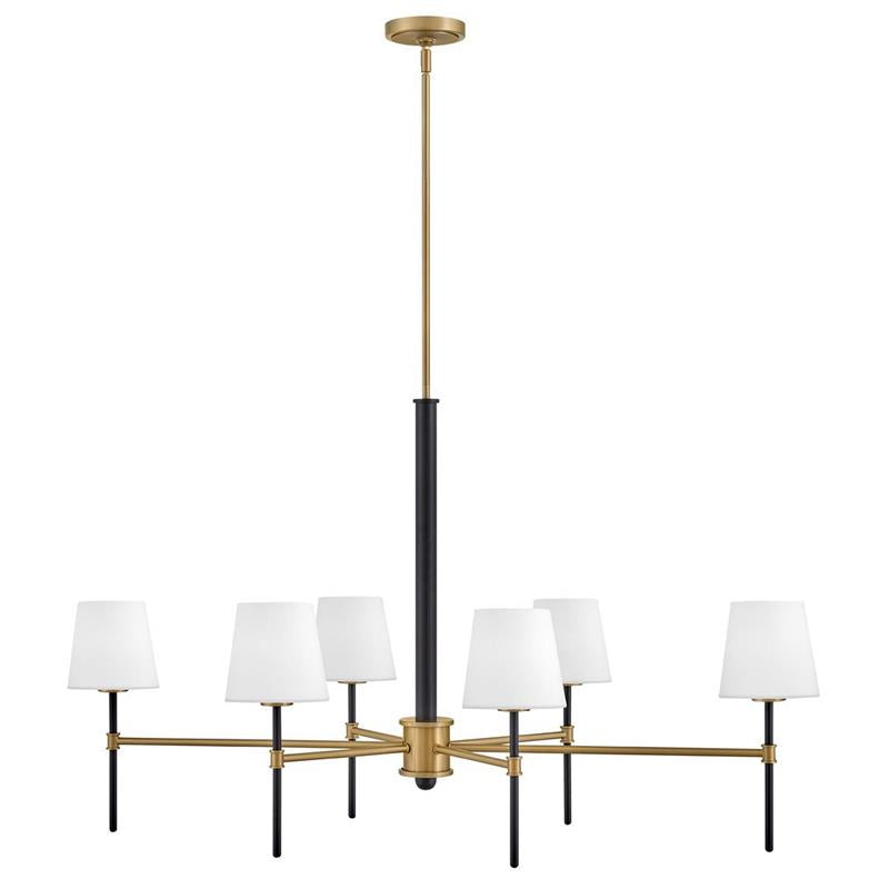 Welwyn Luxury Glass Island Chandelier - 6-Light Black & Brass Dining Pendant | Handblown Globe Light Candelabra | E12 Base