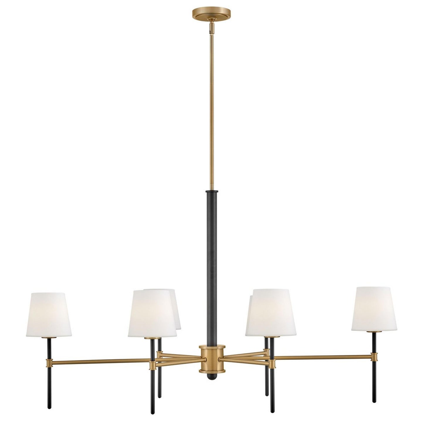 Welwyn Luxury Glass Island Chandelier - 6-Light Black & Brass Dining Pendant | Handblown Globe Light Candelabra | E12 Base