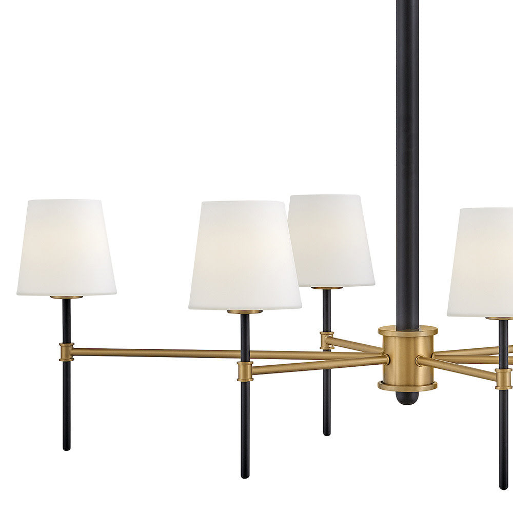 Welwyn Luxury Glass Island Chandelier - 6-Light Black & Brass Dining Pendant | Handblown Globe Light Candelabra | E12 Base