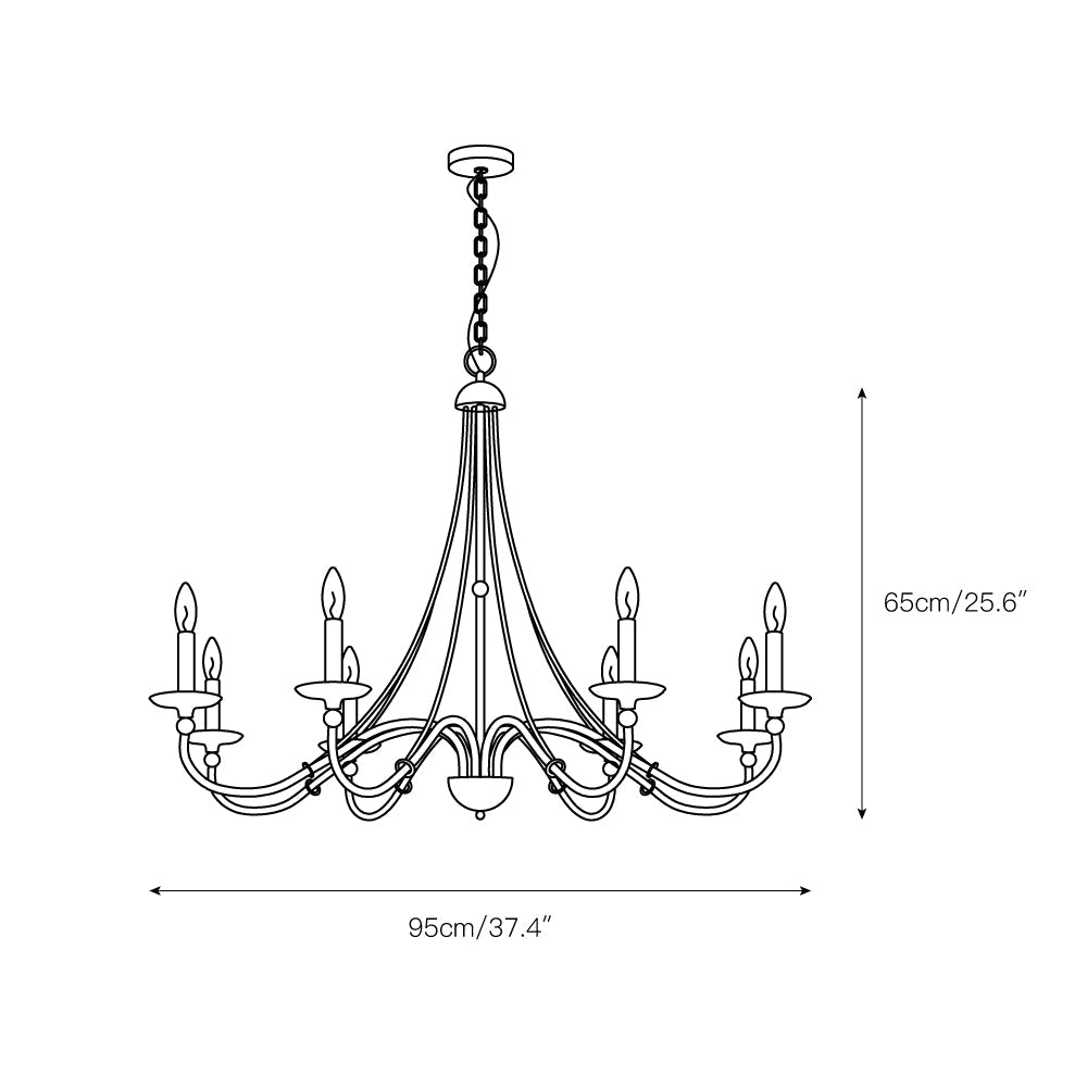 Westchester County Luxury Candle Chandelier - 6 or 8-Light Sand Black & Gold Hanging Pendant | Modern Minimalist Curved Lamp