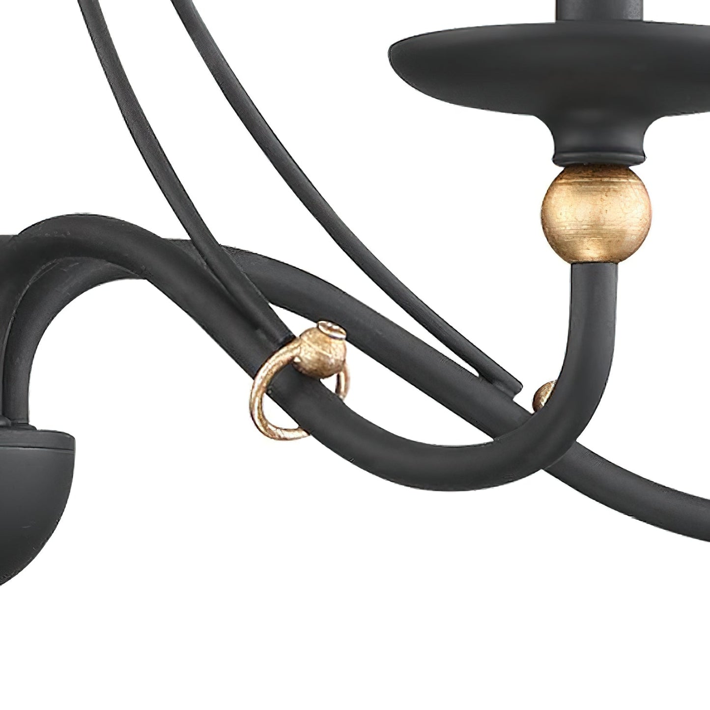 Westchester County Luxury Candle Chandelier - 6 or 8-Light Sand Black & Gold Hanging Pendant | Modern Minimalist Curved Lamp