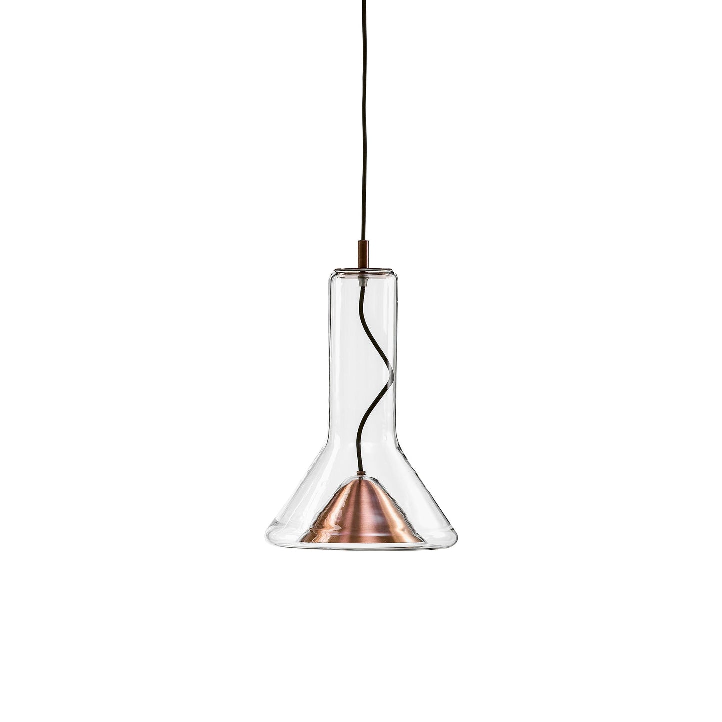 Whistle Industrial Glass Pendant Light - Modern Cone Spotlight with Metal Shield | Integrated LED Hanging Kitchen Island Lamp