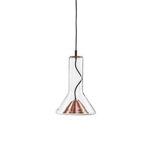 Whistle Industrial Glass Pendant Light - Modern Cone Spotlight with Metal Shield | Integrated LED Hanging Kitchen Island Lamp