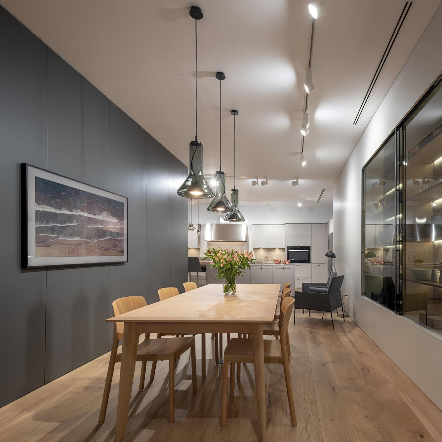 Whistle Industrial Glass Pendant Light - Modern Cone Spotlight with Metal Shield | Integrated LED Hanging Kitchen Island Lamp