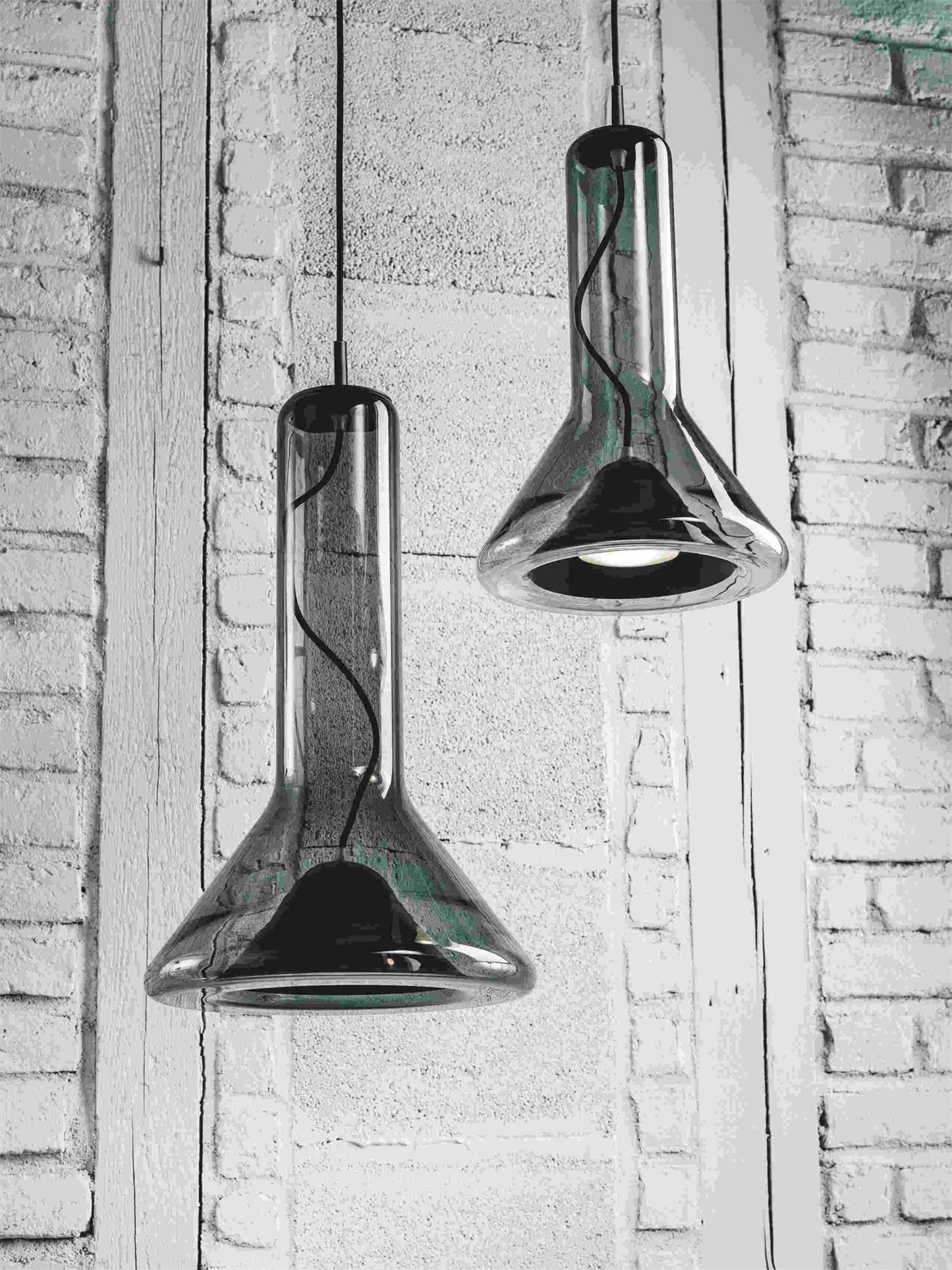 Whistle Industrial Glass Pendant Light - Modern Cone Spotlight with Metal Shield | Integrated LED Hanging Kitchen Island Lamp