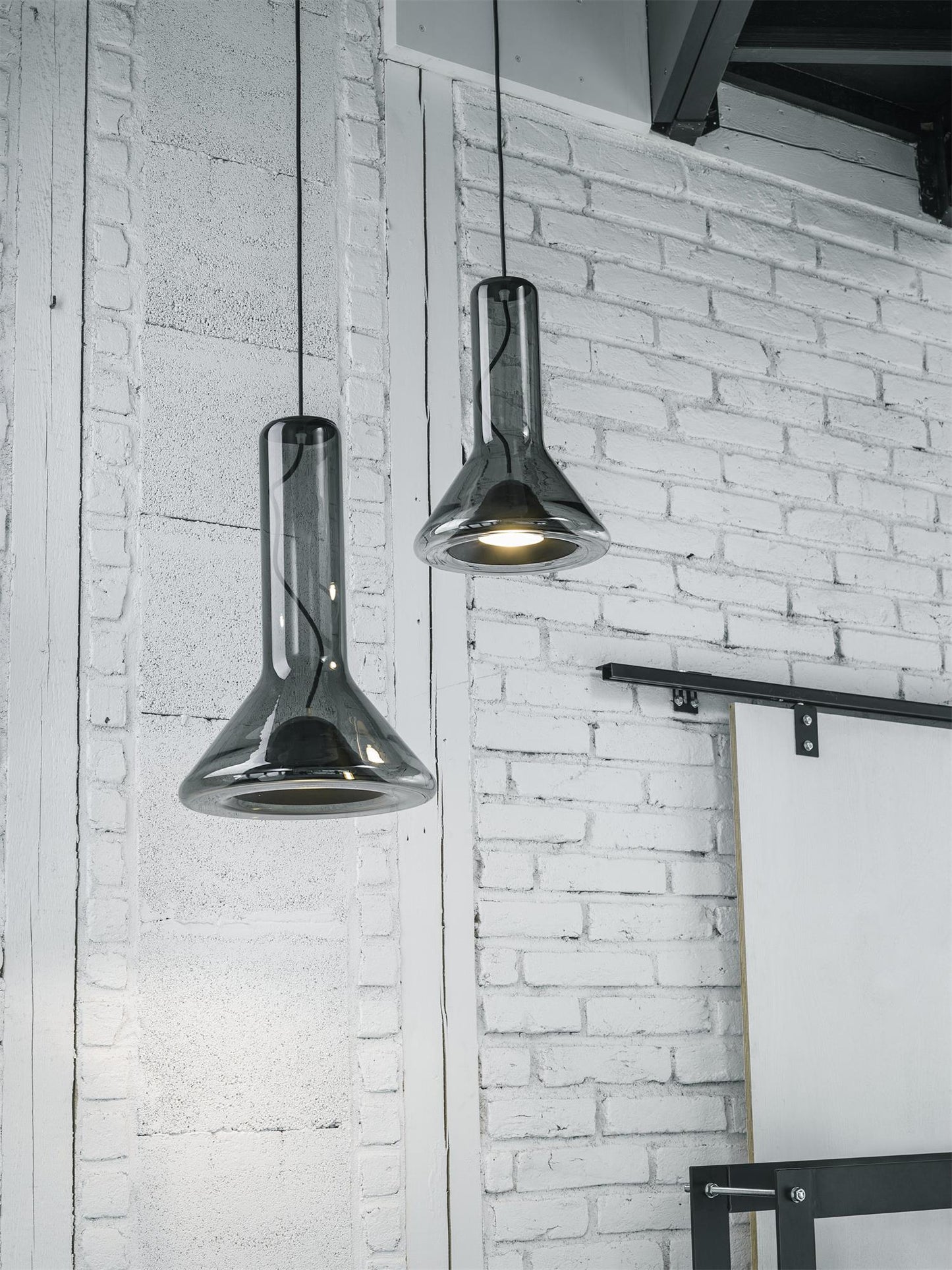 Whistle Industrial Glass Pendant Light - Modern Cone Spotlight with Metal Shield | Integrated LED Hanging Kitchen Island Lamp