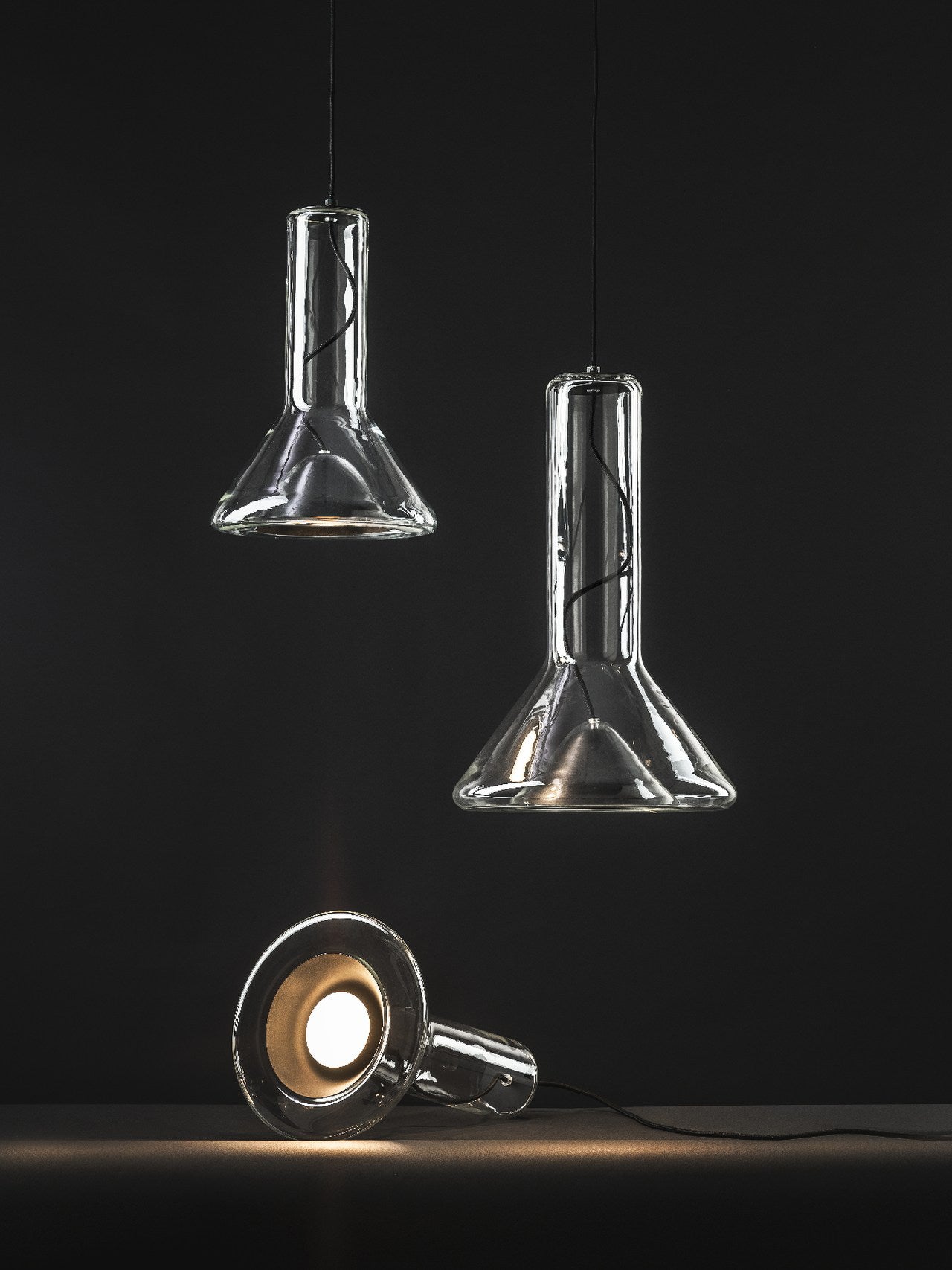 Whistle Industrial Glass Pendant Light - Modern Cone Spotlight with Metal Shield | Integrated LED Hanging Kitchen Island Lamp