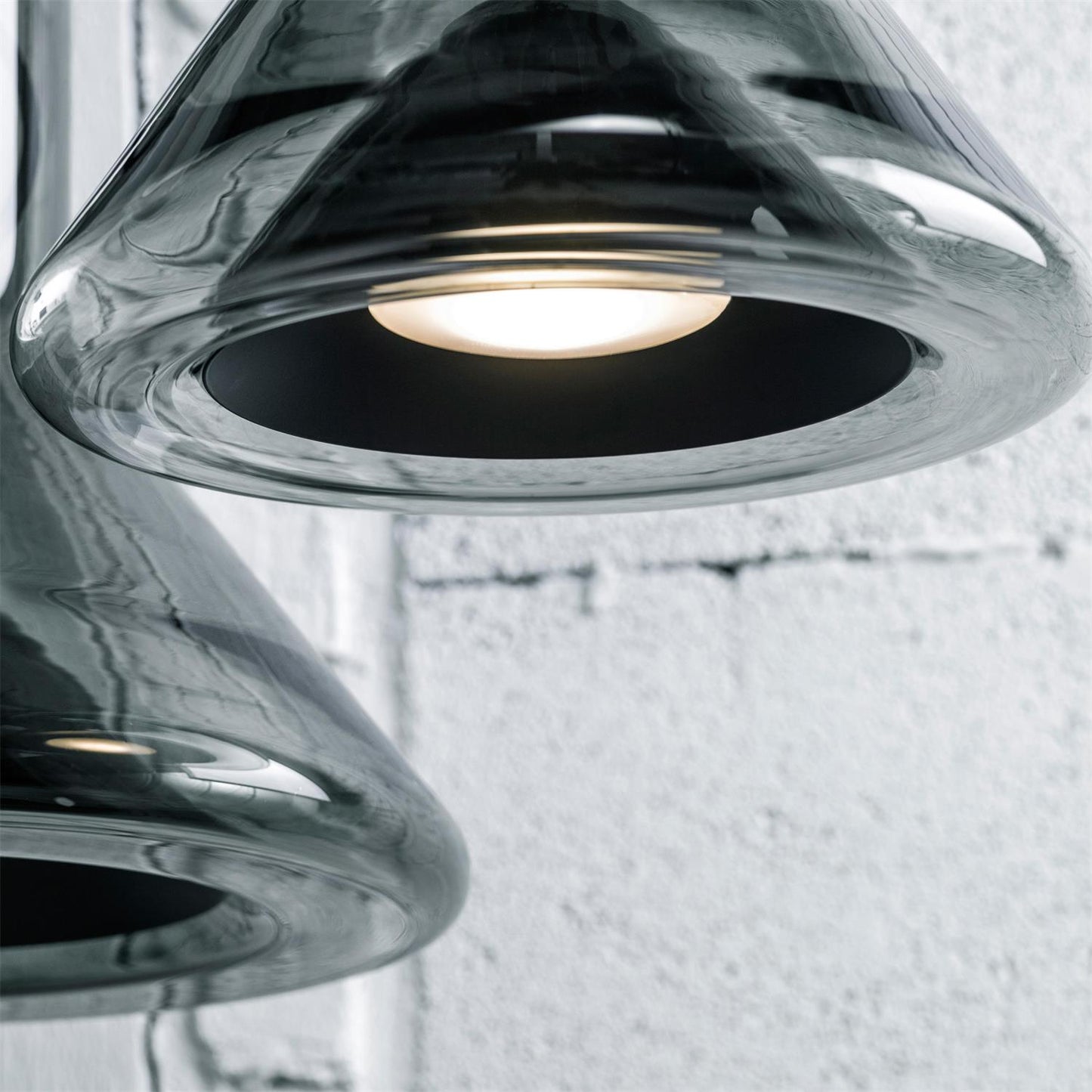 Whistle Industrial Glass Pendant Light - Modern Cone Spotlight with Metal Shield | Integrated LED Hanging Kitchen Island Lamp