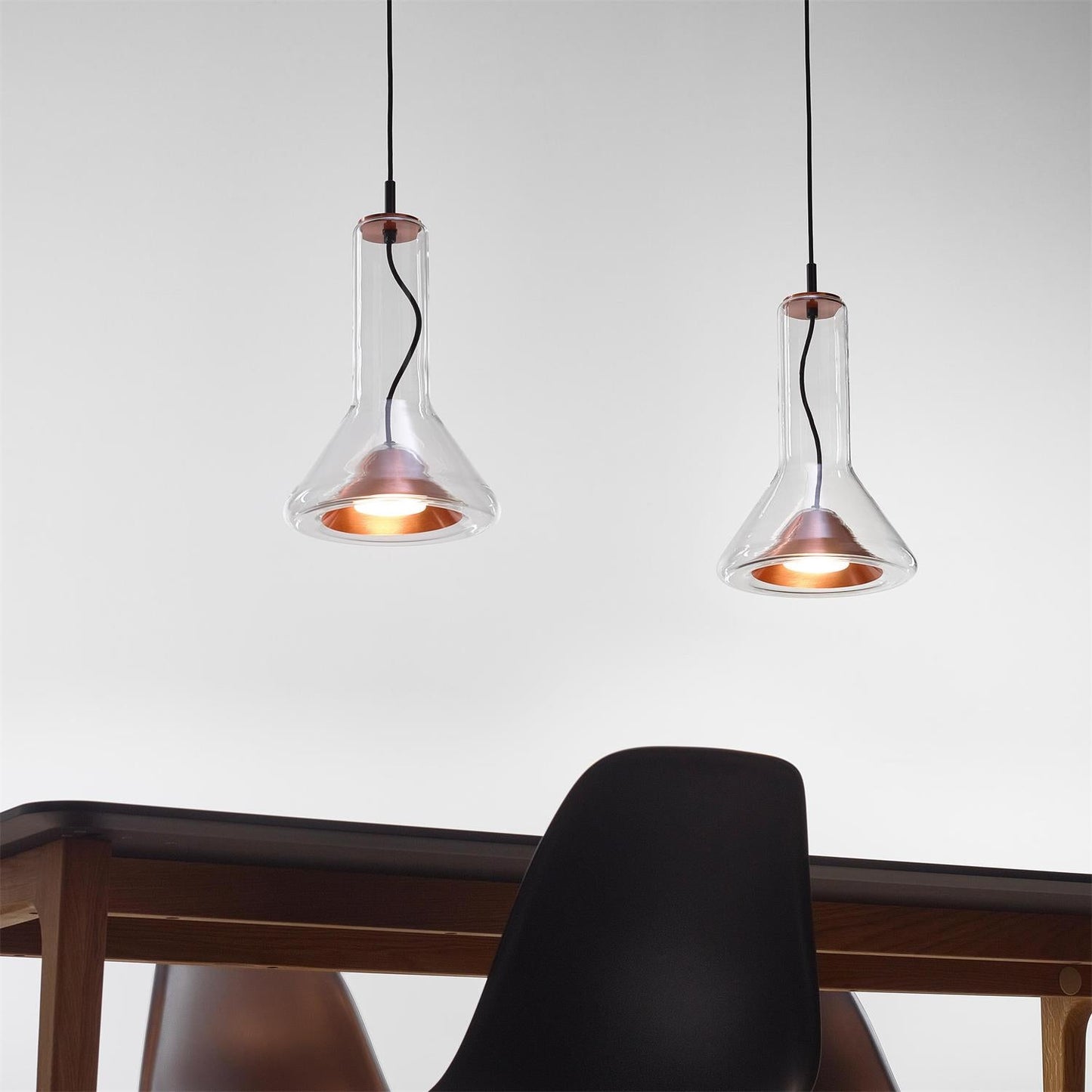Whistle Industrial Glass Pendant Light - Modern Cone Spotlight with Metal Shield | Integrated LED Hanging Kitchen Island Lamp