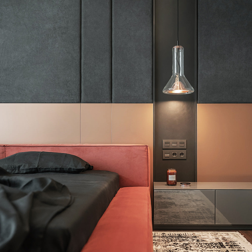 Whistle Industrial Glass Pendant Light - Modern Cone Spotlight with Metal Shield | Integrated LED Hanging Kitchen Island Lamp