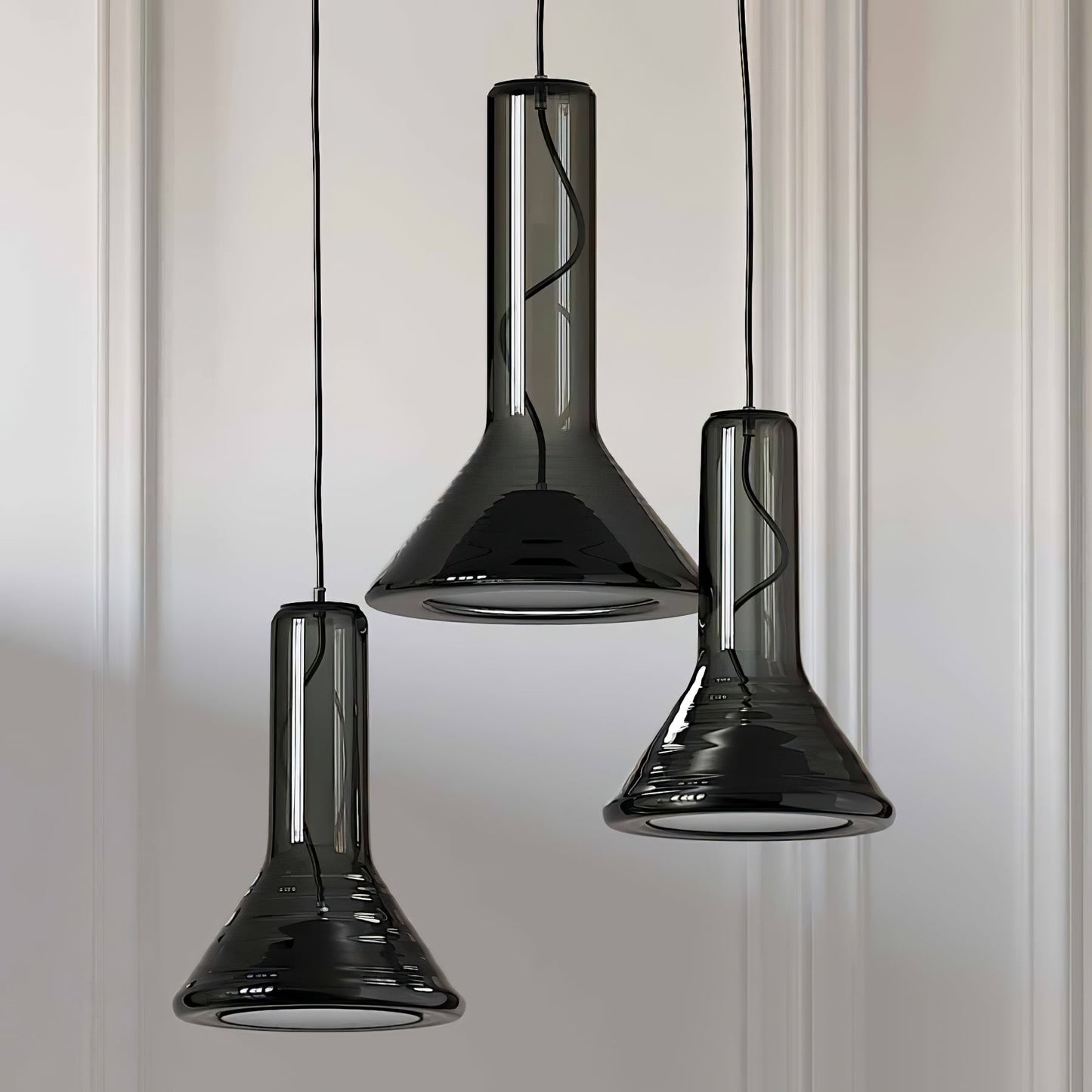 Whistle Industrial Glass Pendant Light - Modern Cone Spotlight with Metal Shield | Integrated LED Hanging Kitchen Island Lamp