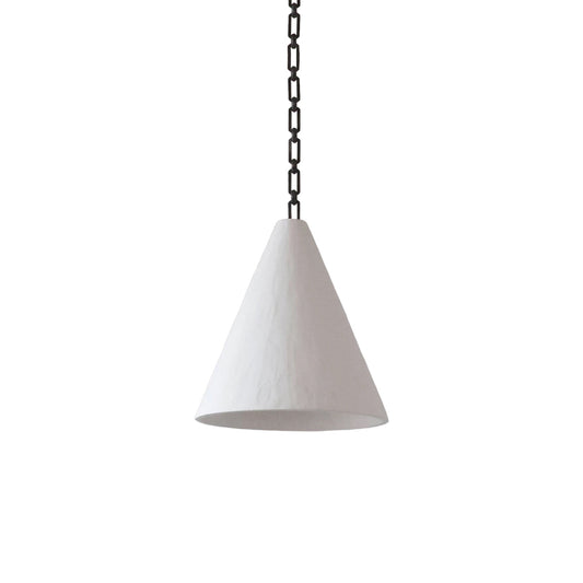 White Plaster Pendant Lamp - Handcrafted Papier-Mache & Venetian Plaster Dome | Minimalist Organic Hanging Light | E26 E27