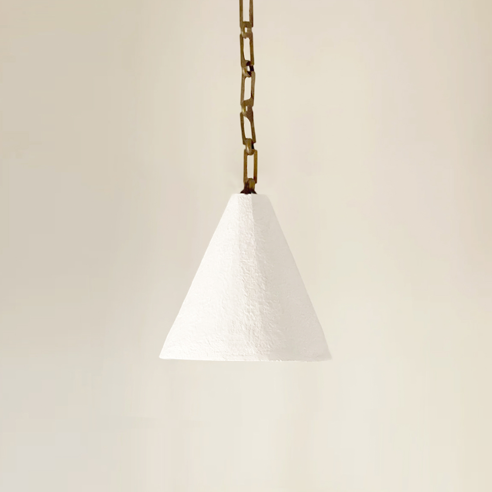 White Plaster Pendant Lamp - Handcrafted Papier-Mache & Venetian Plaster Dome | Minimalist Organic Hanging Light | E26 E27