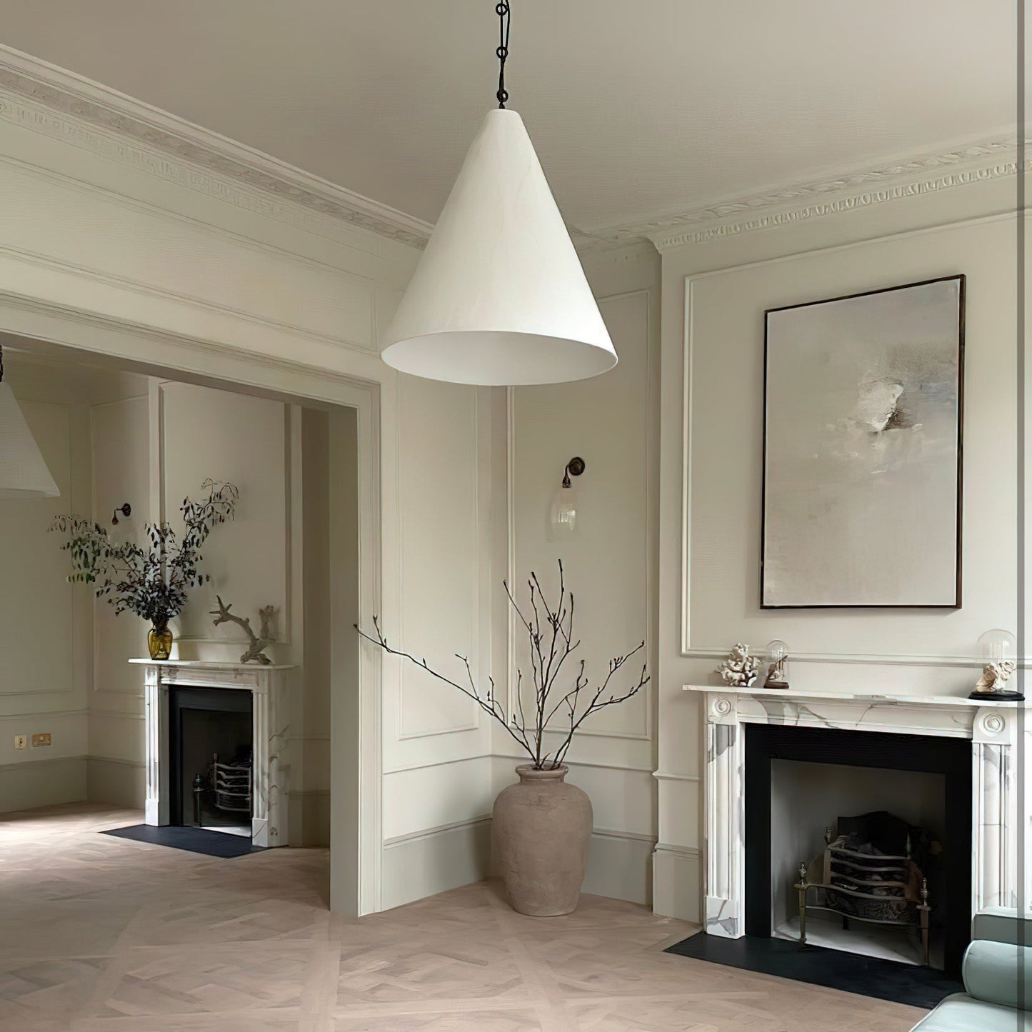 White Plaster Pendant Lamp - Handcrafted Papier-Mache & Venetian Plaster Dome | Minimalist Organic Hanging Light | E26 E27