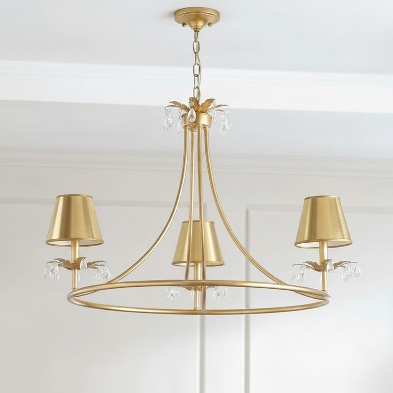 Whitney Luxury Brass Chandelier - Classic Crystal & Aged Brass Hanging Light | Multi-Head Modern Traditional Pendant | E14 Base
