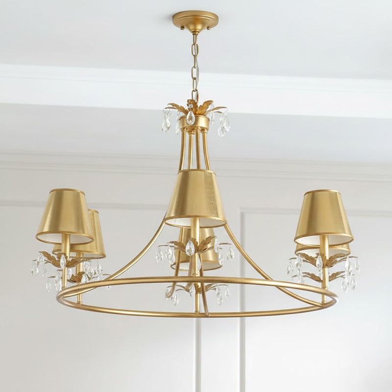 Whitney Luxury Brass Chandelier - Classic Crystal & Aged Brass Hanging Light | Multi-Head Modern Traditional Pendant | E14 Base
