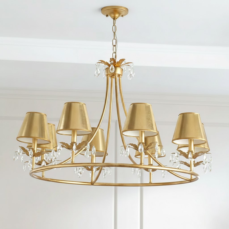 Whitney Luxury Brass Chandelier - Classic Crystal & Aged Brass Hanging Light | Multi-Head Modern Traditional Pendant | E14 Base