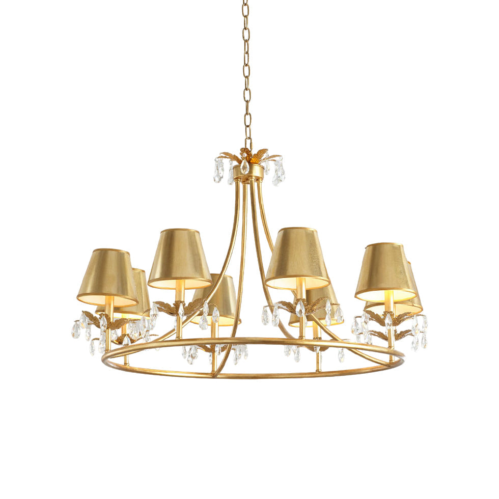 Whitney Luxury Brass Chandelier - Classic Crystal & Aged Brass Hanging Light | Multi-Head Modern Traditional Pendant | E14 Base
