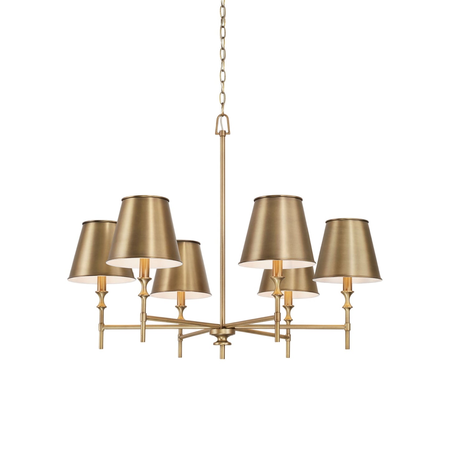 Whitney Luxury Brass Chandelier - Classic 6 or 8-Light Tapered Shade Pendant | Modern Heritage Hanging Light | E12 Base