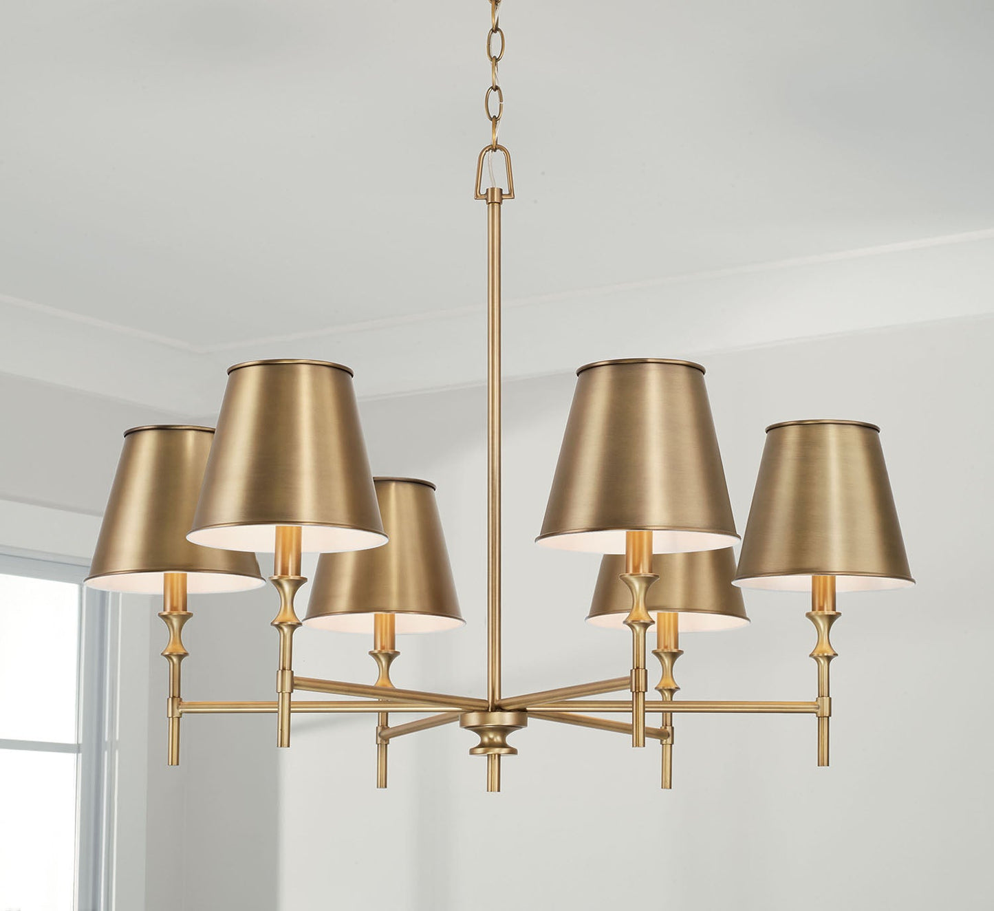 Whitney Luxury Brass Chandelier - Classic 6 or 8-Light Tapered Shade Pendant | Modern Heritage Hanging Light | E12 Base