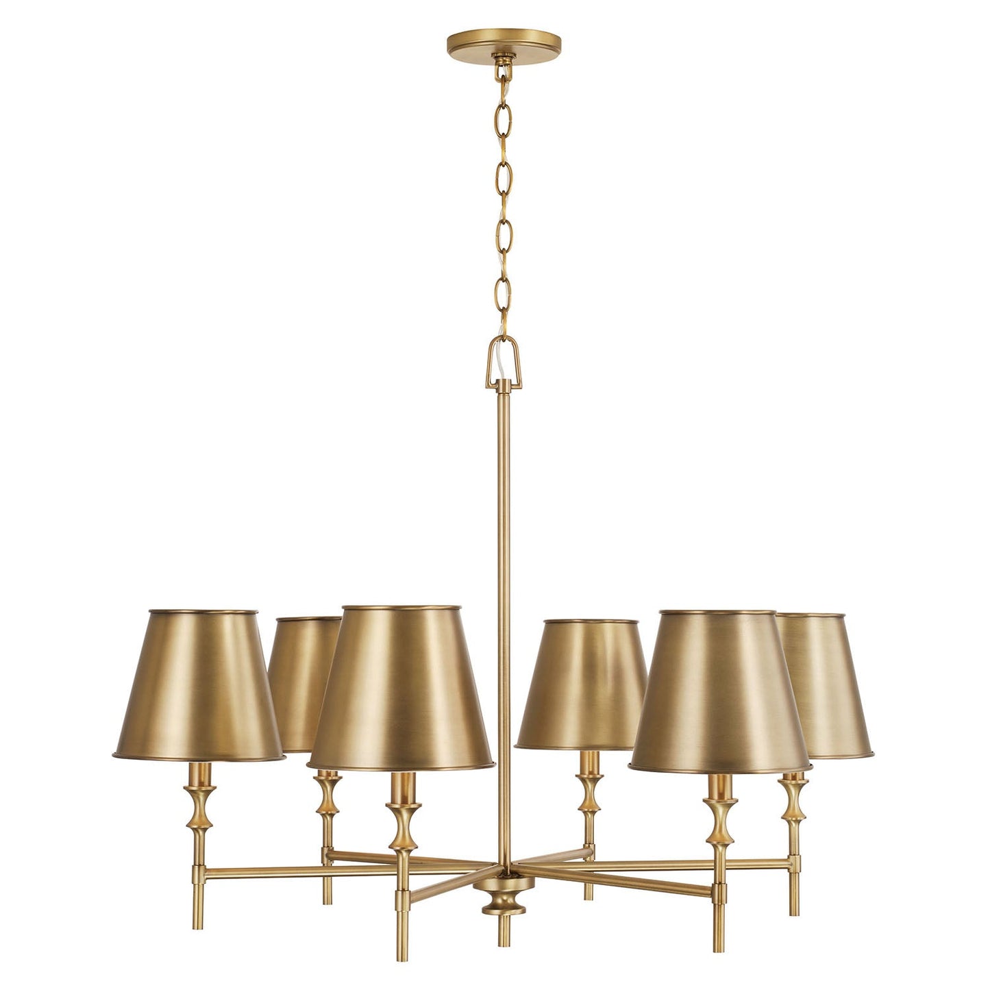 Whitney Luxury Brass Chandelier - Classic 6 or 8-Light Tapered Shade Pendant | Modern Heritage Hanging Light | E12 Base