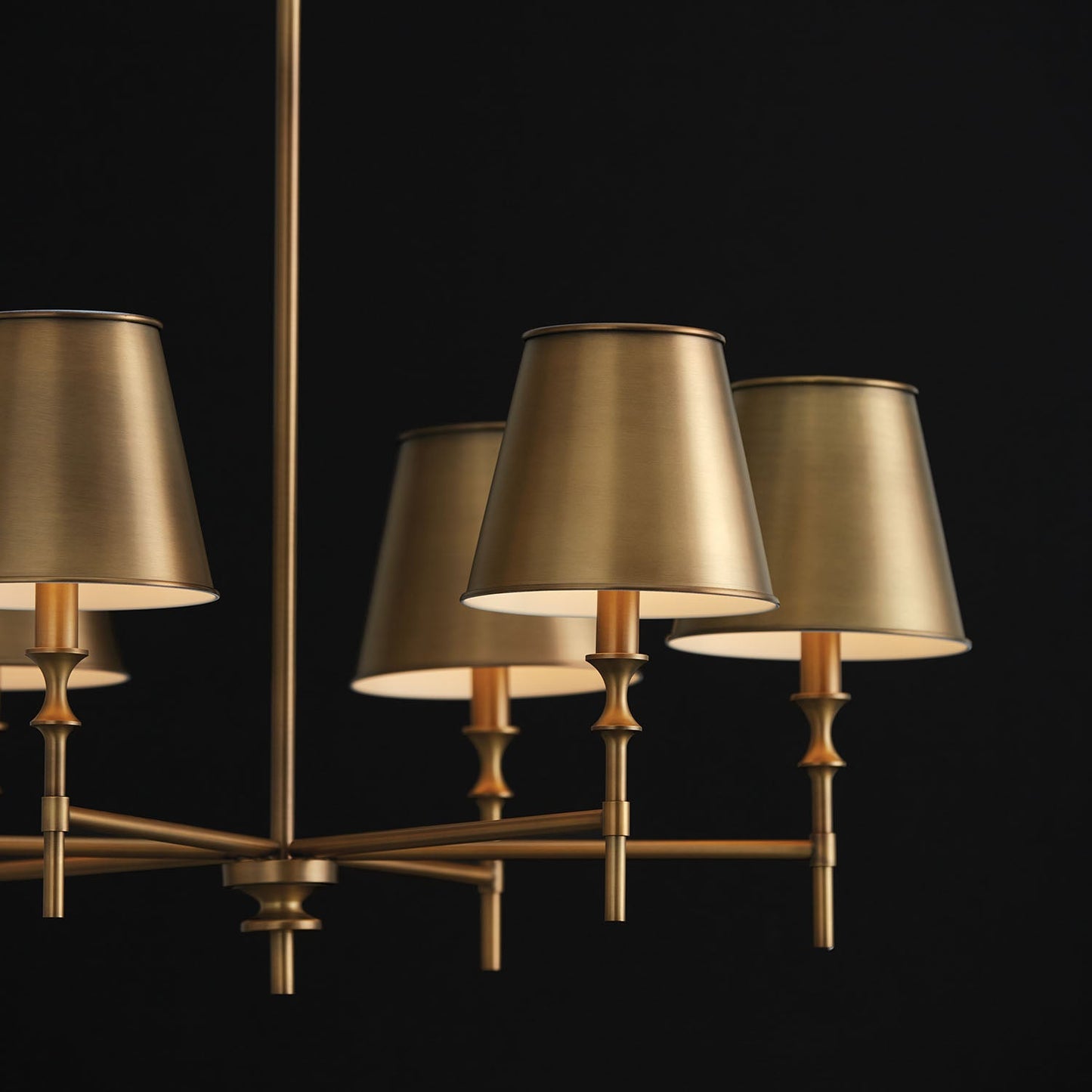 Whitney Luxury Brass Chandelier - Classic 6 or 8-Light Tapered Shade Pendant | Modern Heritage Hanging Light | E12 Base