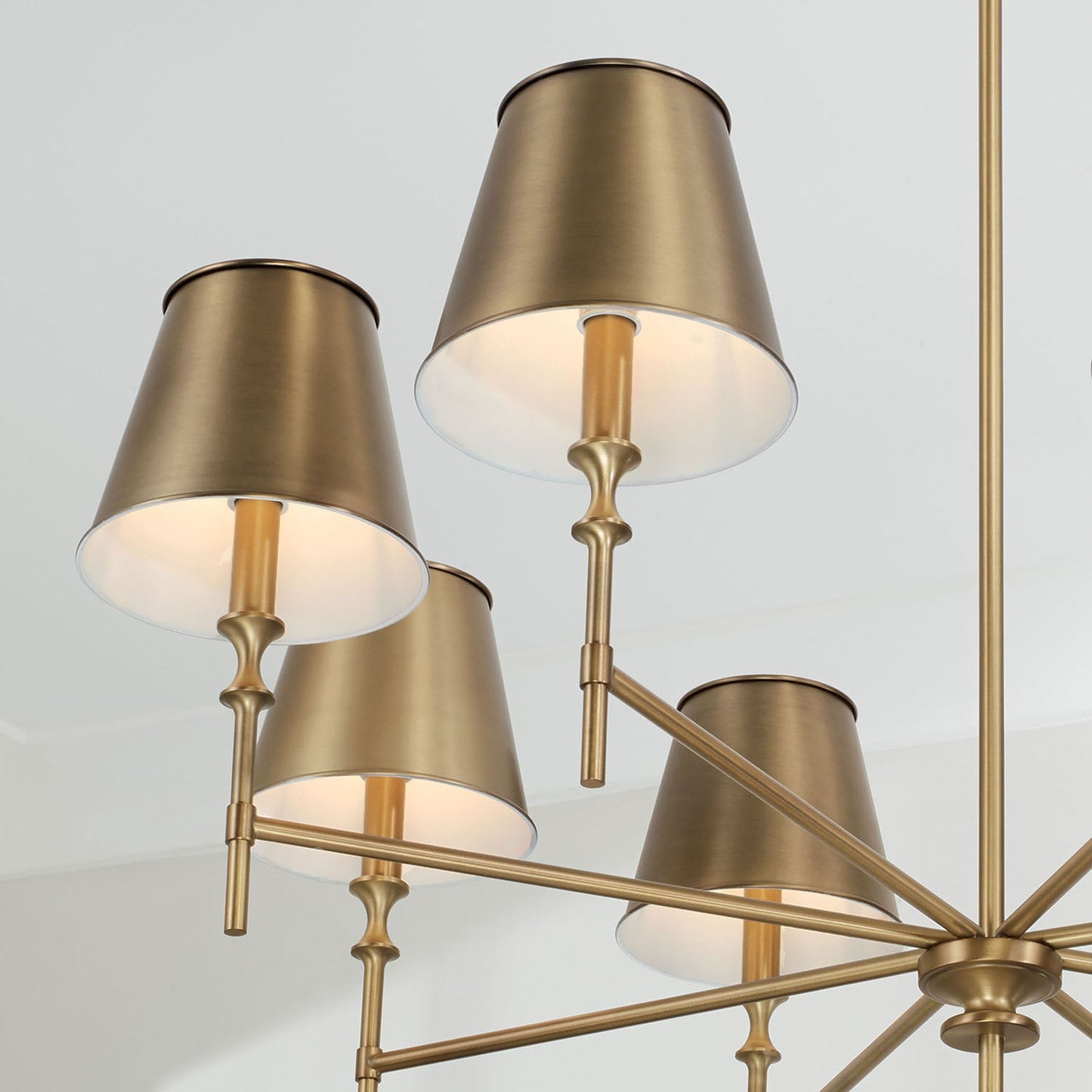 Whitney Luxury Brass Chandelier - Classic 6 or 8-Light Tapered Shade Pendant | Modern Heritage Hanging Light | E12 Base