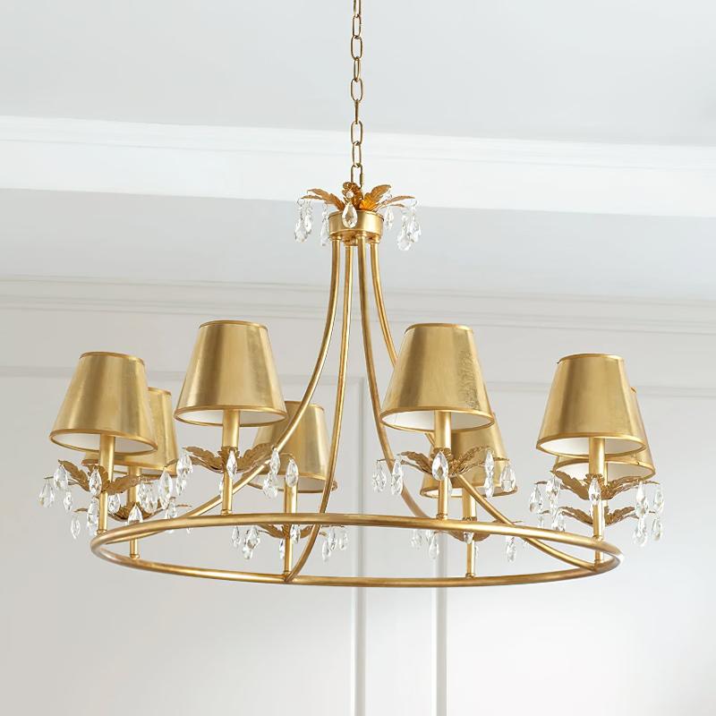 Whitney Luxury Brass Chandelier - Classic Crystal & Aged Brass Hanging Light | Multi-Head Modern Traditional Pendant | E14 Base