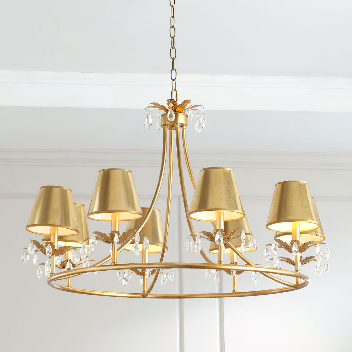 Whitney Luxury Brass Chandelier - Classic Crystal & Aged Brass Hanging Light | Multi-Head Modern Traditional Pendant | E14 Base