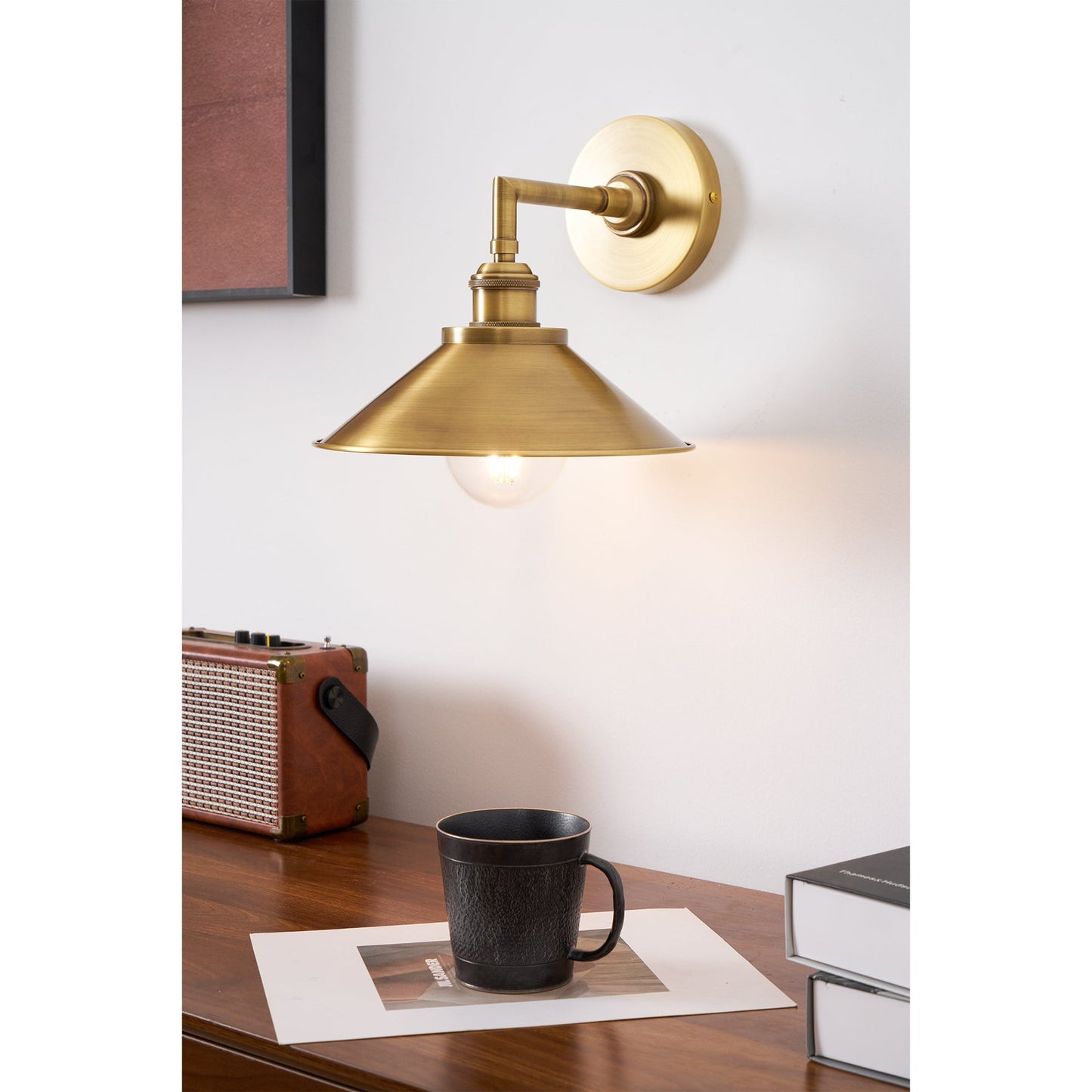 Whizzer Solid Brass Wall Sconce - Luxury Circular Backplate Lamp | Intricate Detailed Detail Bedside Light | E12 Base