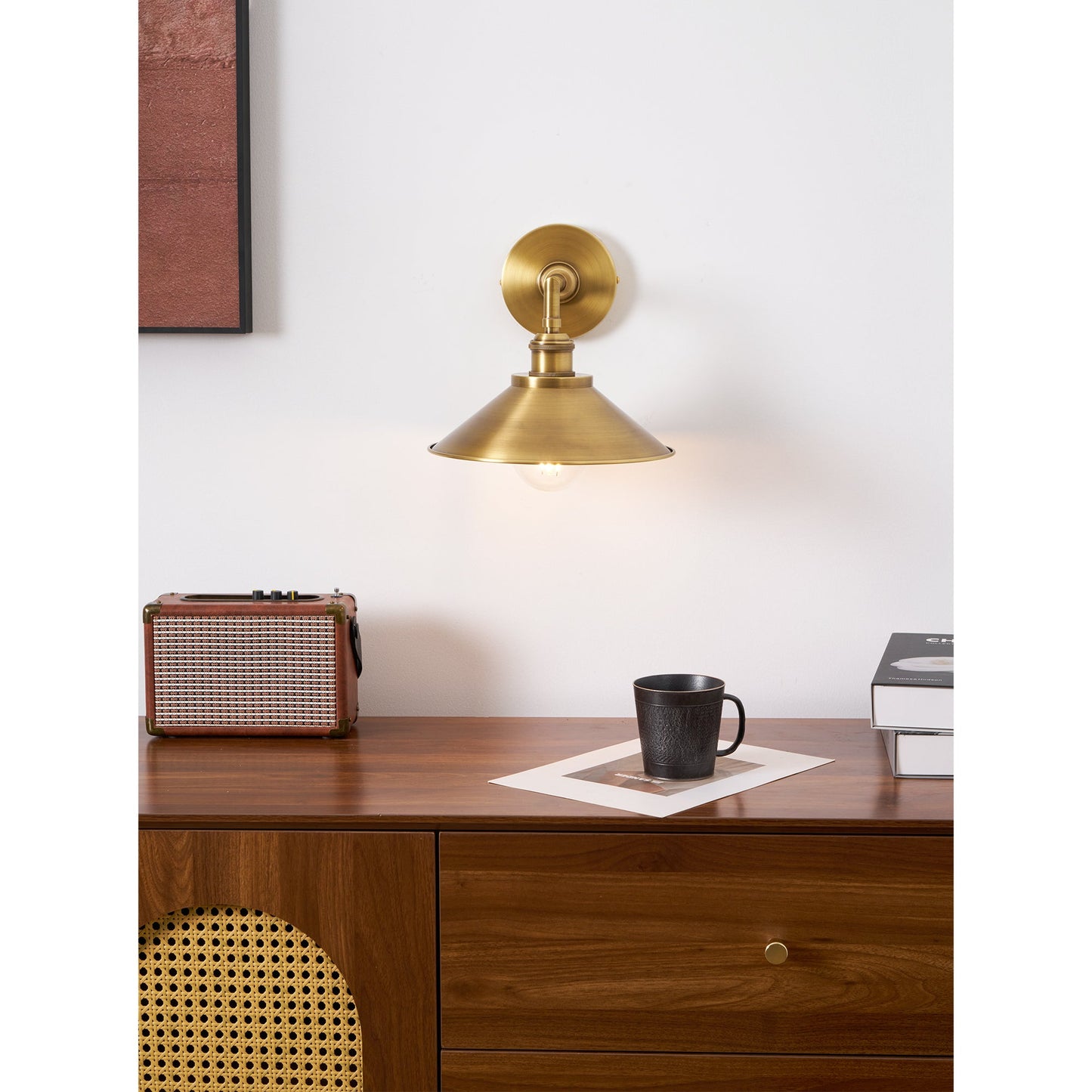 Whizzer Solid Brass Wall Sconce - Luxury Circular Backplate Lamp | Intricate Detailed Detail Bedside Light | E12 Base