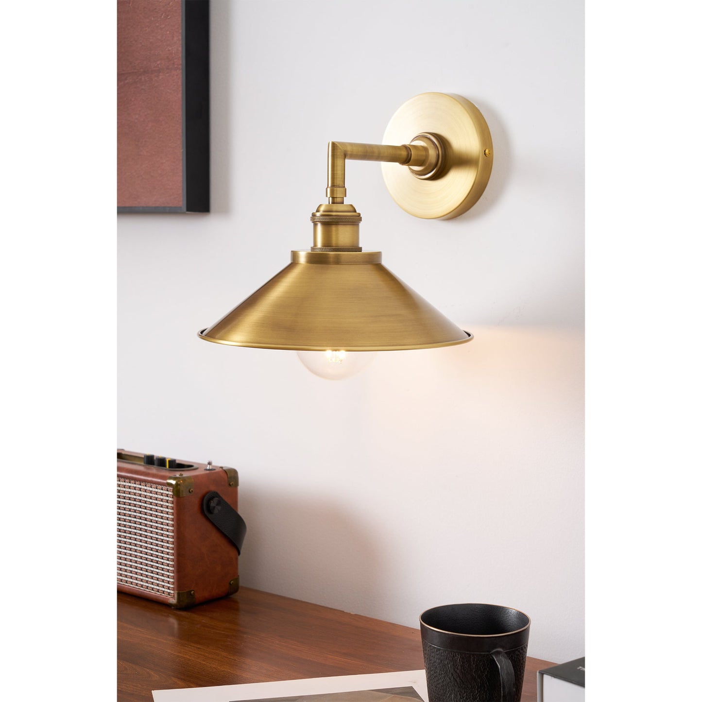 Whizzer Solid Brass Wall Sconce - Luxury Circular Backplate Lamp | Intricate Detailed Detail Bedside Light | E12 Base