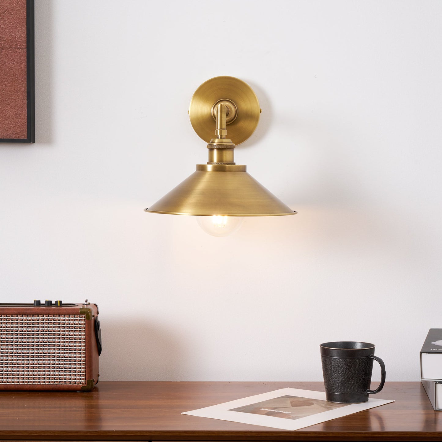 Whizzer Solid Brass Wall Sconce - Luxury Circular Backplate Lamp | Intricate Detailed Detail Bedside Light | E12 Base