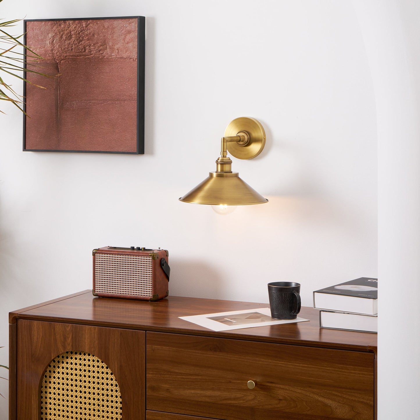 Whizzer Solid Brass Wall Sconce - Luxury Circular Backplate Lamp | Intricate Detailed Detail Bedside Light | E12 Base