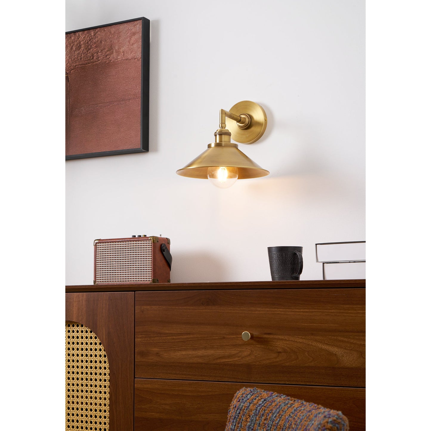 Whizzer Solid Brass Wall Sconce - Luxury Circular Backplate Lamp | Intricate Detailed Detail Bedside Light | E12 Base