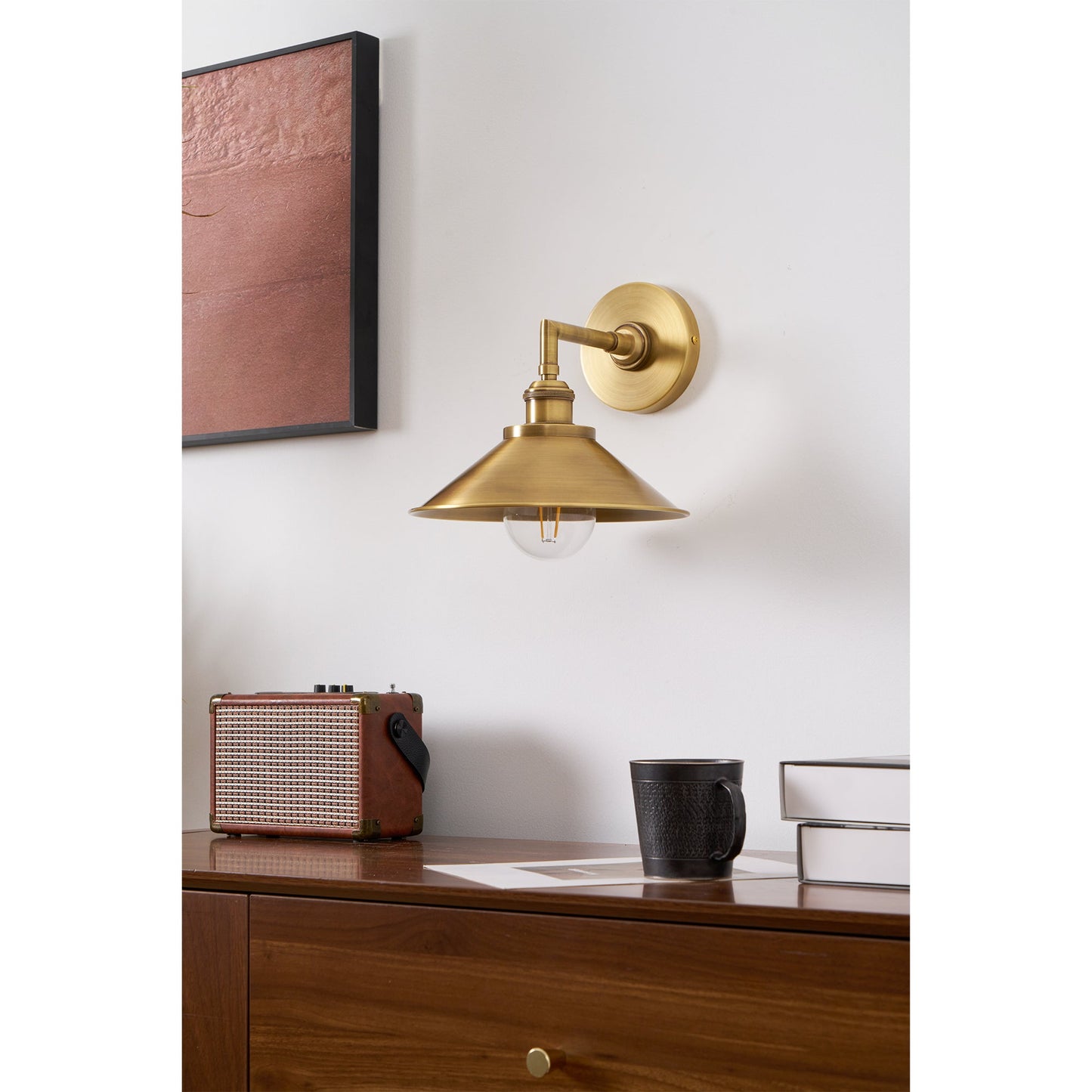 Whizzer Solid Brass Wall Sconce - Luxury Circular Backplate Lamp | Intricate Detailed Detail Bedside Light | E12 Base