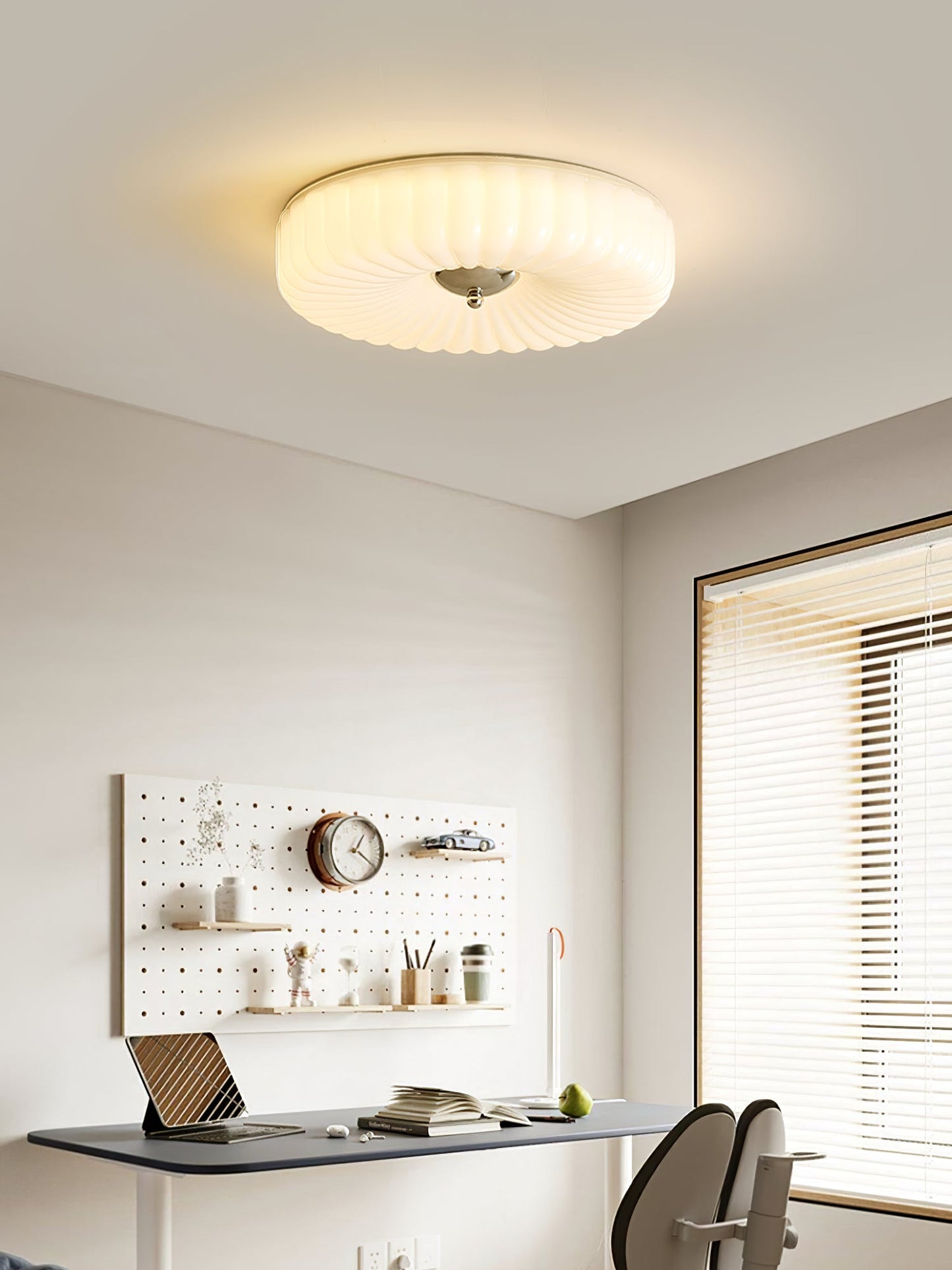 Willa Glass Flush Mount Ceiling Light - Modern Wave-Shaped LED Lamp | Luxury Chrome Bedroom Light | 24W/36W Low Profile Fixture