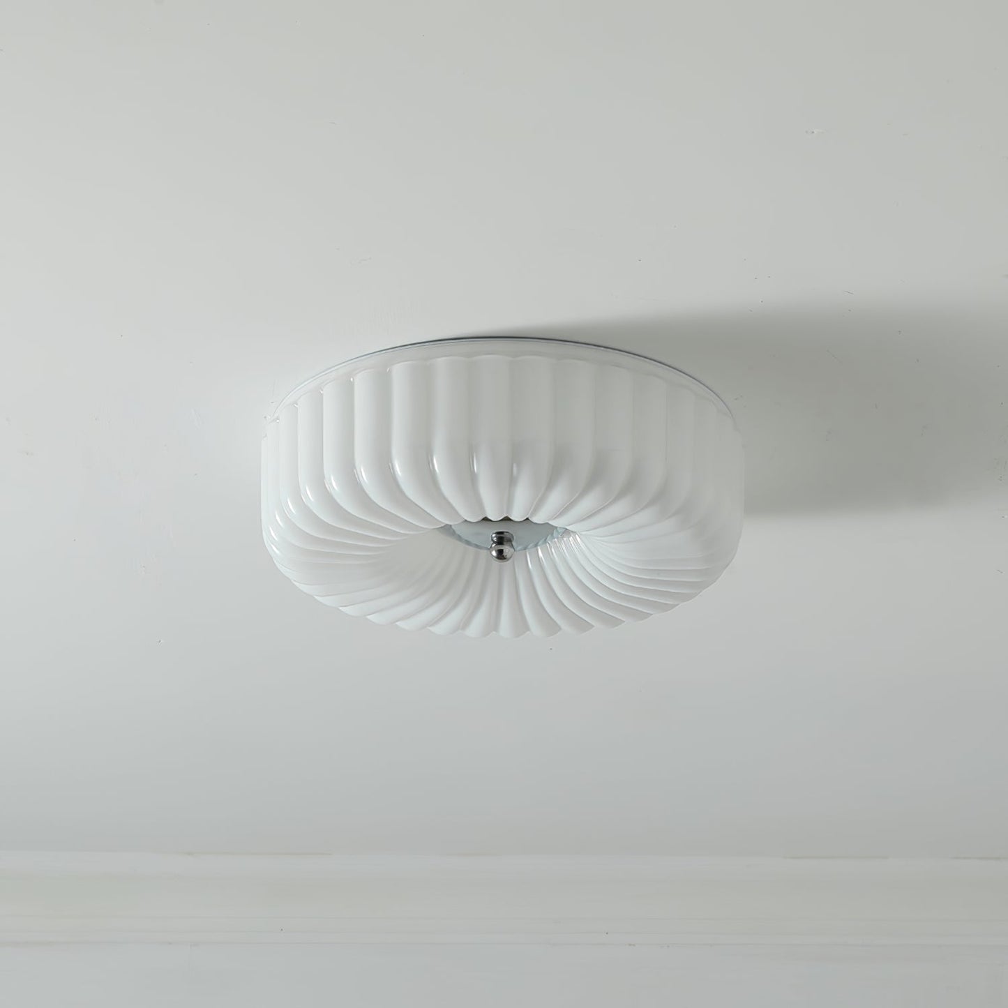 Willa Glass Flush Mount Ceiling Light - Modern Wave-Shaped LED Lamp | Luxury Chrome Bedroom Light | 24W/36W Low Profile Fixture